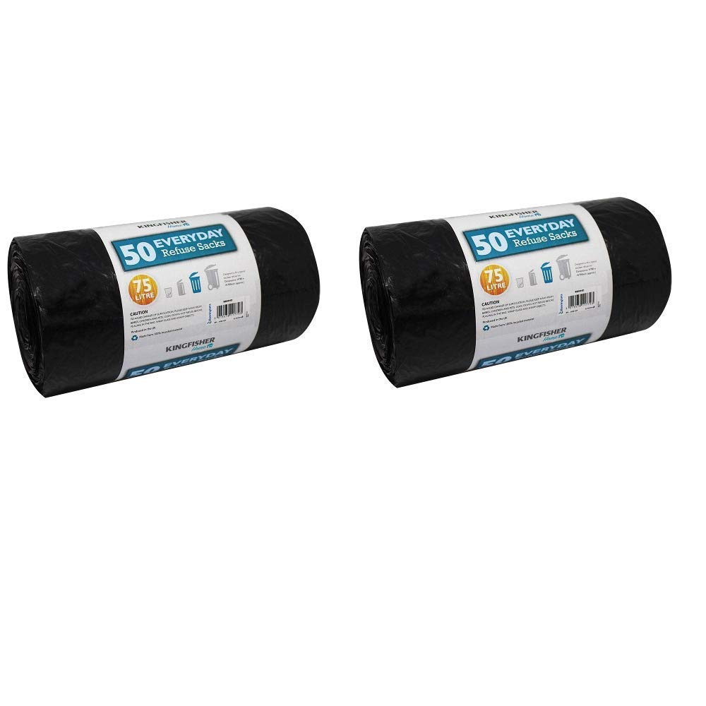 50 Heavy Duty Black Bin Bags Dustbin Liners 75 Litre Size Refuse Sacks Homeware 50 Heavy Duty Black Bin Bags Dustbin Liners 75 Litre Size Refuse Sacks Homeware